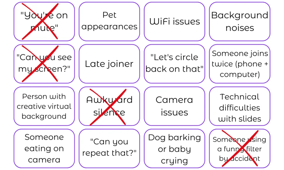 Interacitive bingo card virtual game