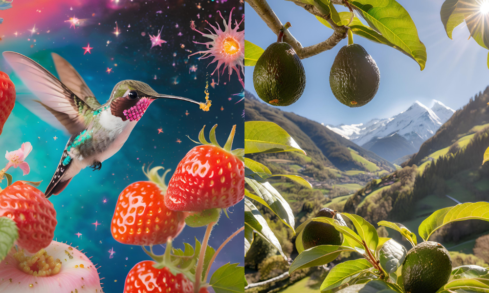 Bee Hummingbird and avocados grwoing in Switzerland