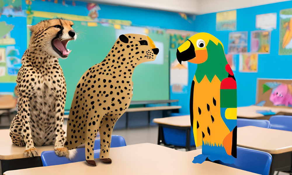 cheeta and parrot