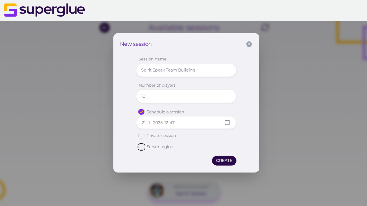 Superglue platform — in-game view