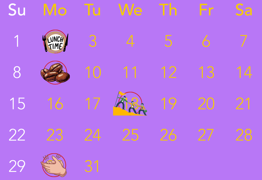 Personal connection callendar