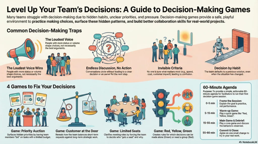 Decision making games for teams